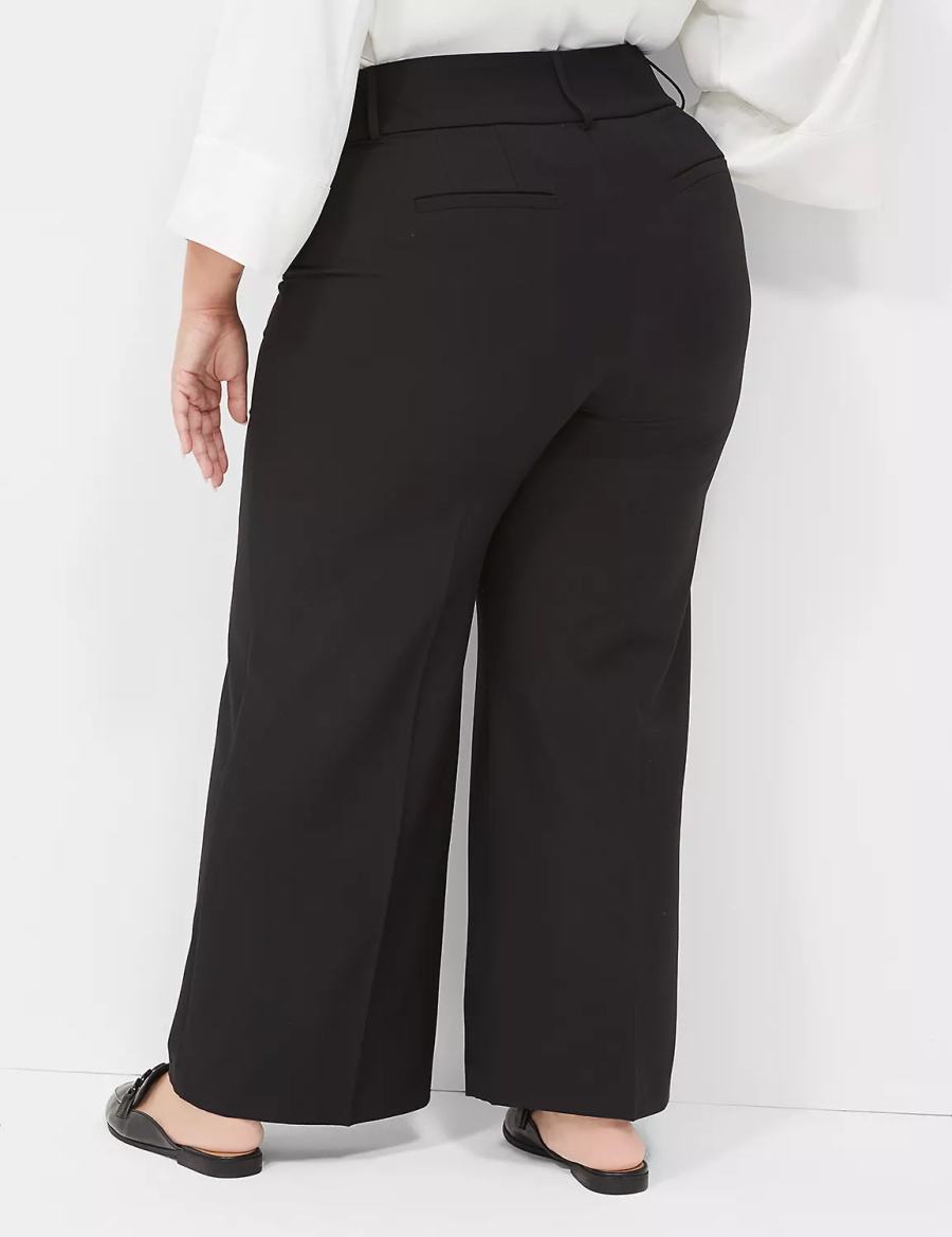 Women Lane Bryant Perfect Drape High-Rise Wide Leg Pants Black | ZVF72PQ