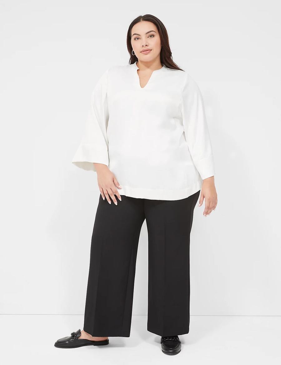 Women Lane Bryant Perfect Drape High-Rise Wide Leg Pants Black | ZVF72PQ