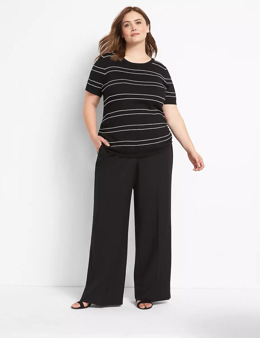 Women Lane Bryant Perfect Drape High-Rise Wide Leg Pants Black | ZVF72PQ