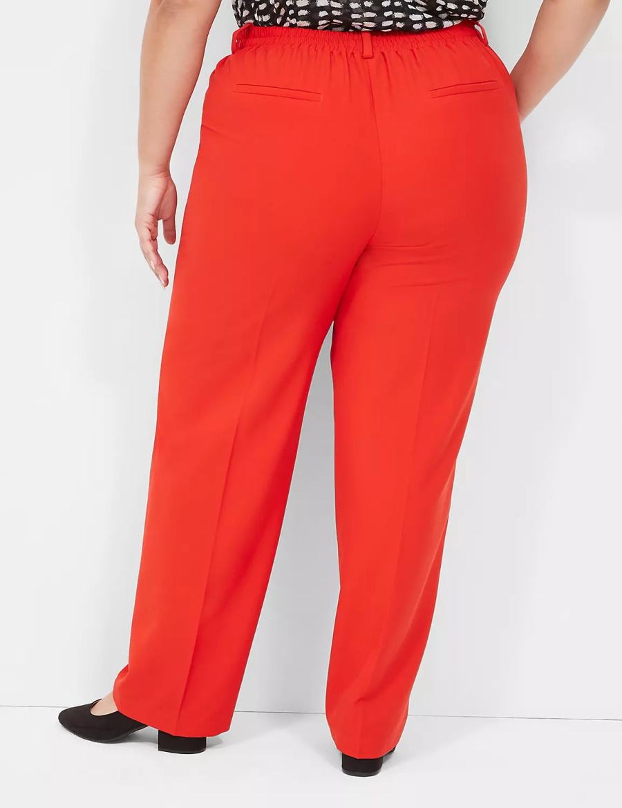 Women Lane Bryant Perfect Drape Pull-On Straight Pants Red | ELU4653BQ