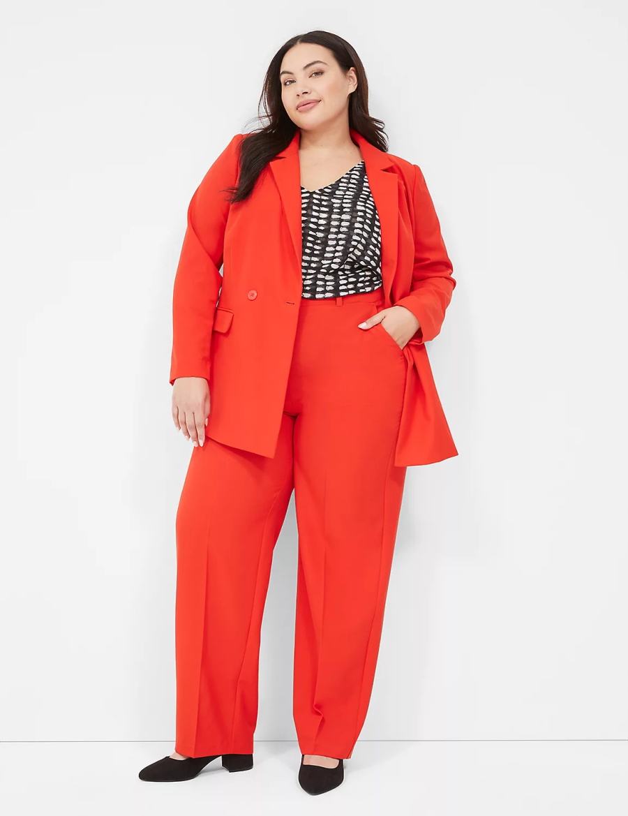 Women Lane Bryant Perfect Drape Pull-On Straight Pants Red | ELU4653BQ