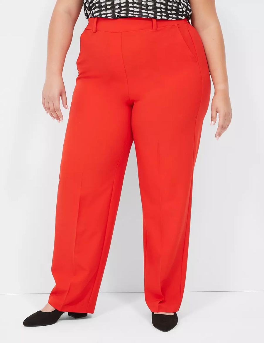 Women Lane Bryant Perfect Drape Pull-On Straight Pants Red | ELU4653BQ