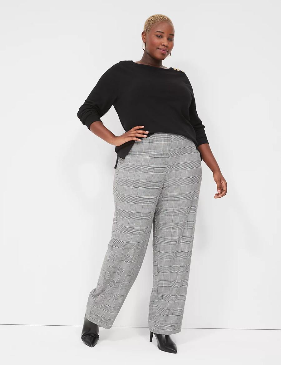 Women Lane Bryant Perfect Drape Pull-On Straight Pants Black | PTZ8448MX