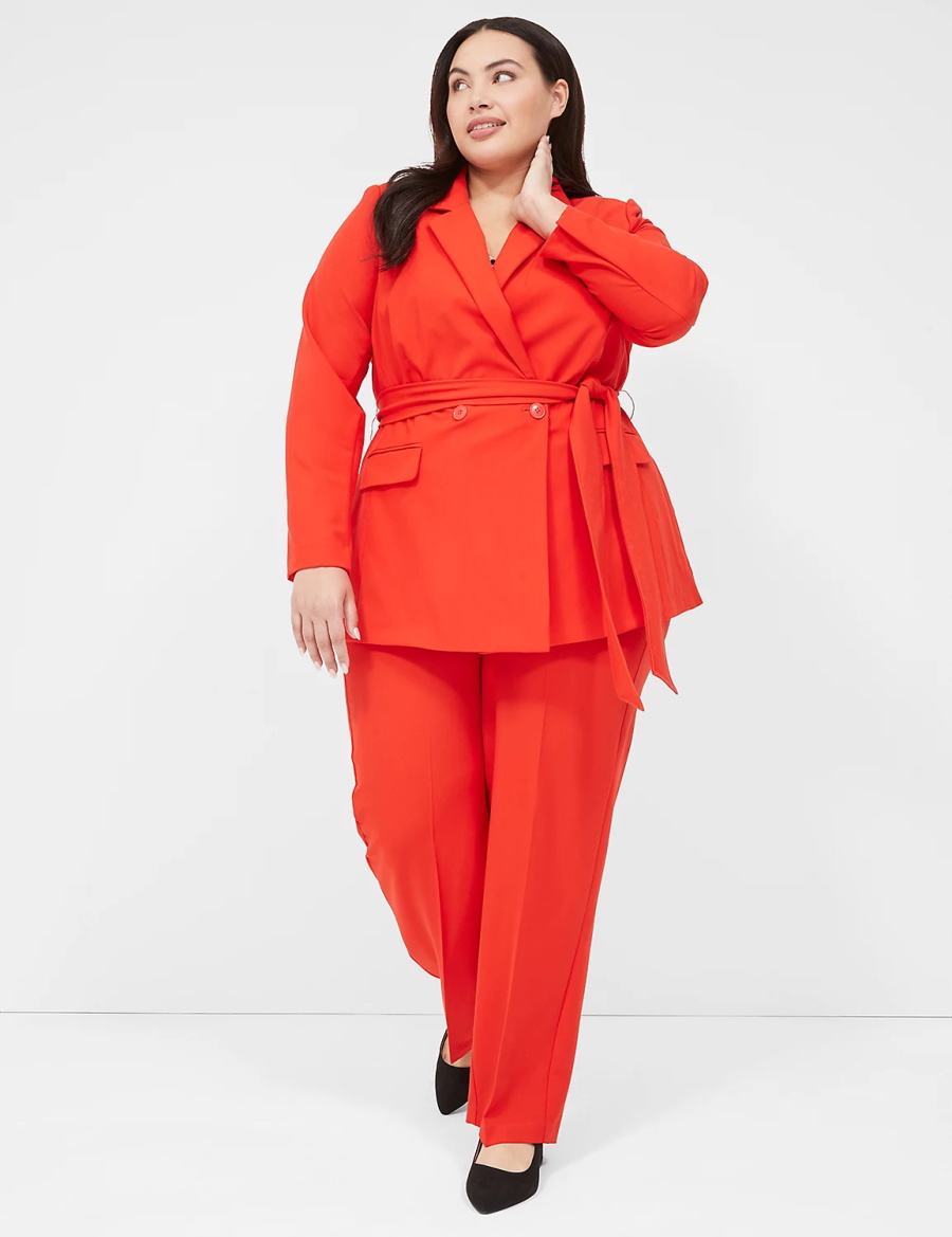 Women Lane Bryant Perfect Drapeed Blazers Red | ZIJ6218VP