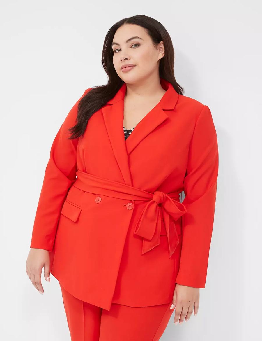 Women Lane Bryant Perfect Drapeed Blazers Red | ZIJ6218VP