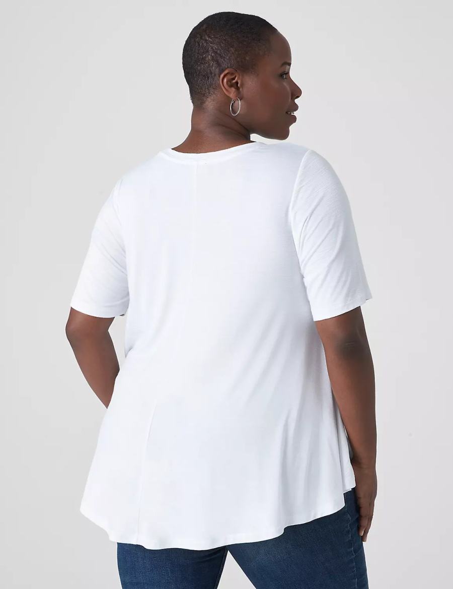 Women Lane Bryant Perfect Sleeve Crew-Neck Extreme Swing Tunic T Shirts White | EIJ7662GT