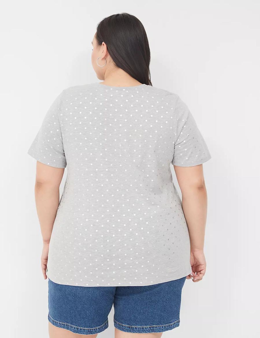 Women Lane Bryant Perfect Sleeve Crew-Neck Tee T Shirts Grey | EGE7299TS