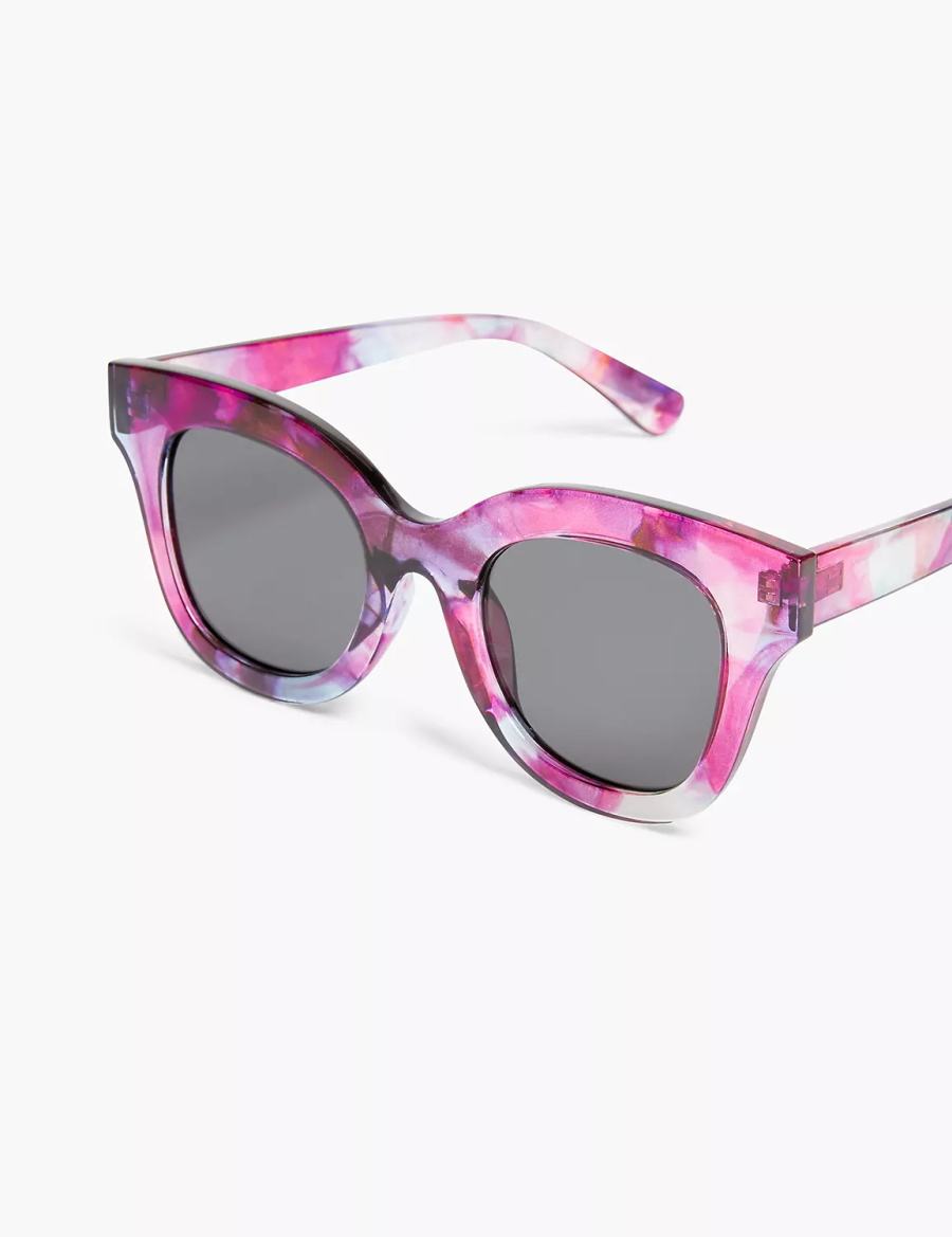 Women Lane Bryant Pink & Purple Watercolor Cateye Sunglasses Pink | PFY7736FN