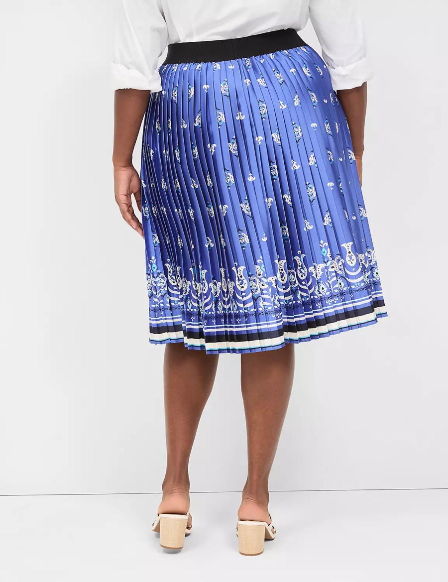 Women Lane Bryant Pleated Skirts Blue | EXQ5216OM