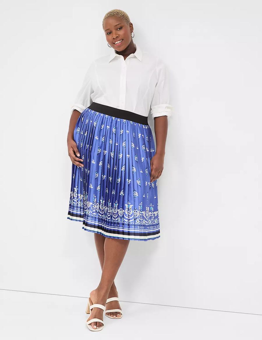 Women Lane Bryant Pleated Skirts Blue | EXQ5216OM