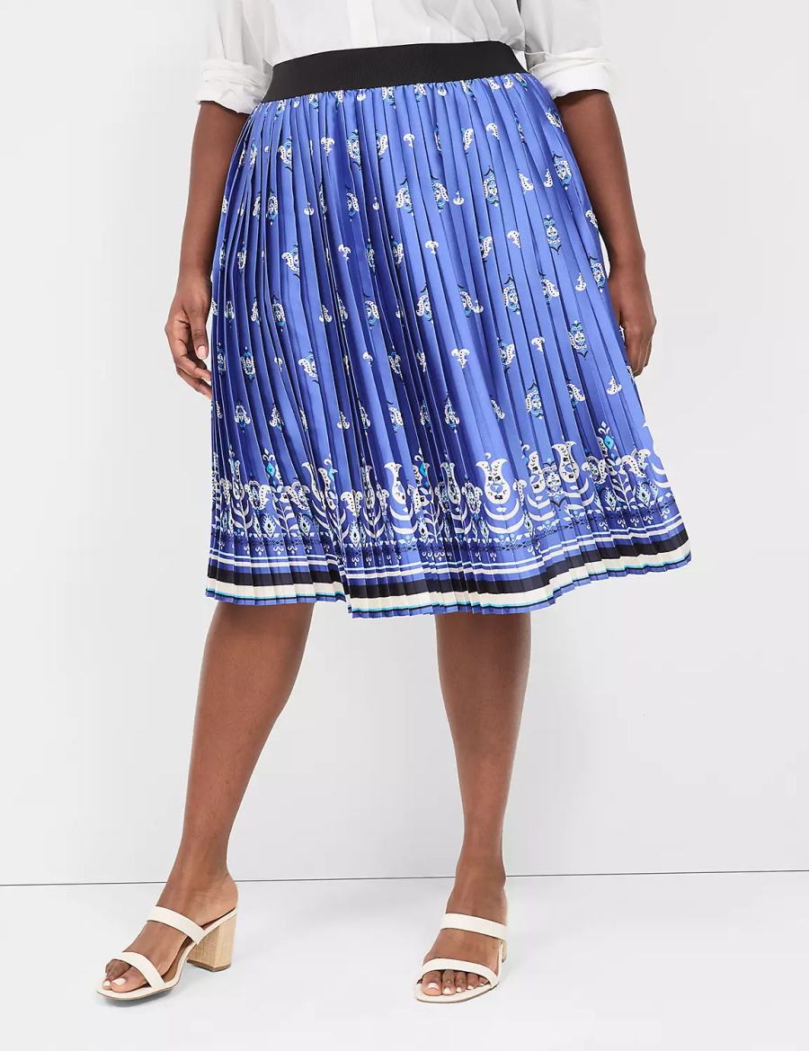 Women Lane Bryant Pleated Skirts Blue | EXQ5216OM