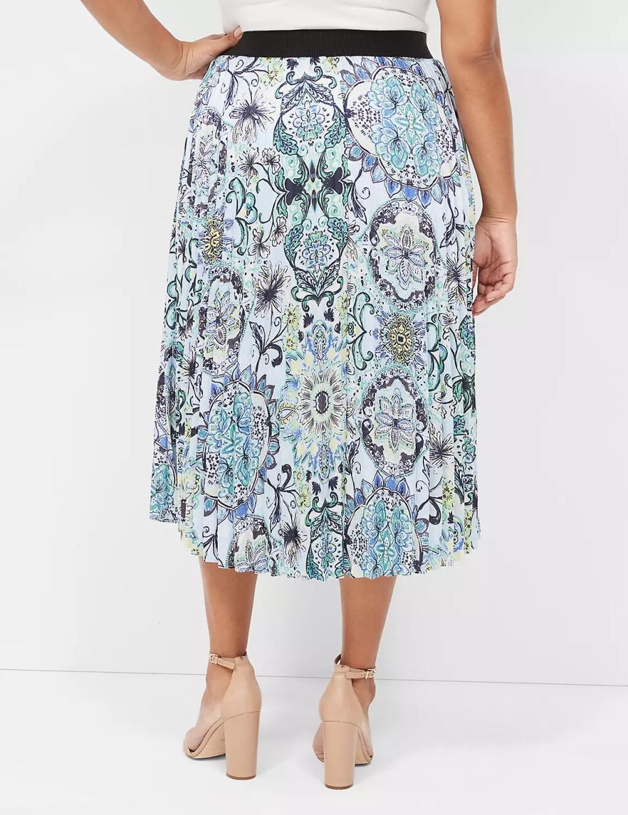 Women Lane Bryant Pleated Skirts Blue | VZS5447CY