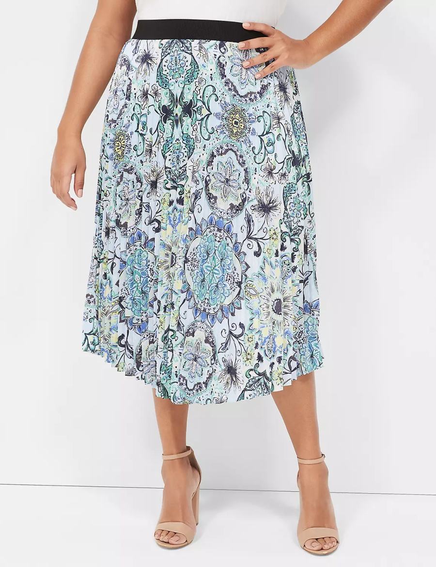 Women Lane Bryant Pleated Skirts Blue | VZS5447CY