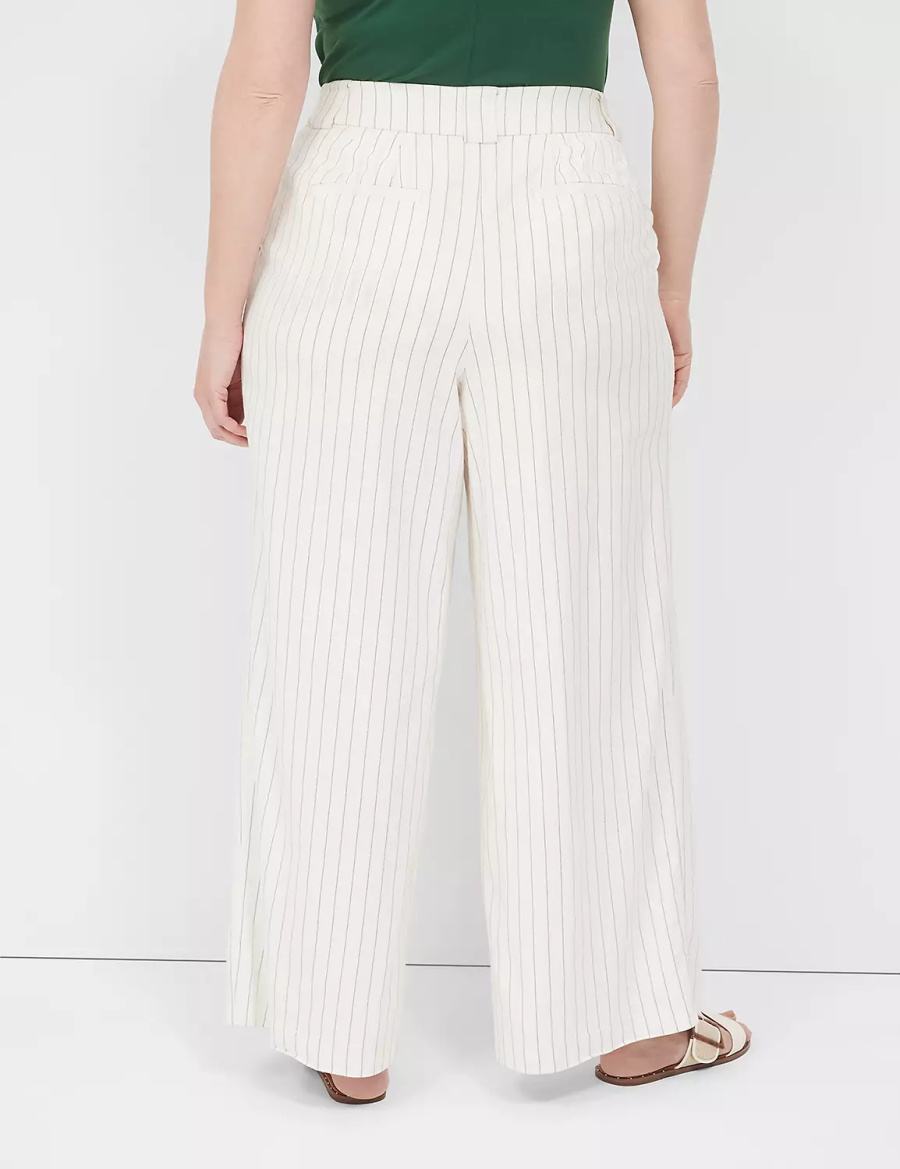 Women Lane Bryant Pleated Wide Leg Pants White | ITO7421CI