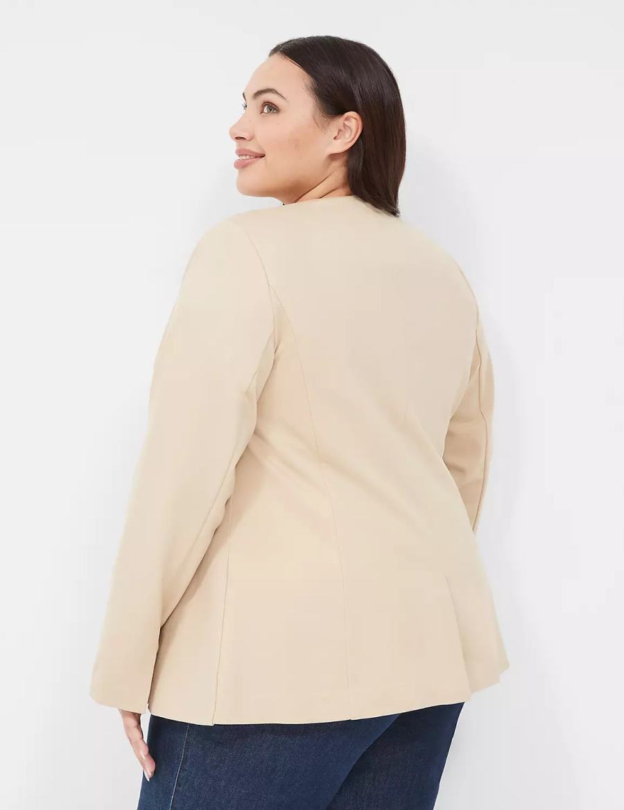 Women Lane Bryant Ponte Bryant Collarless Blazers Khaki | EIQ4160CD