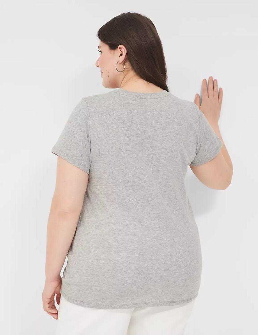 Women Lane Bryant Pride Embroidered More Love Graphic Tee T Shirts Light Grey | ASW973OI