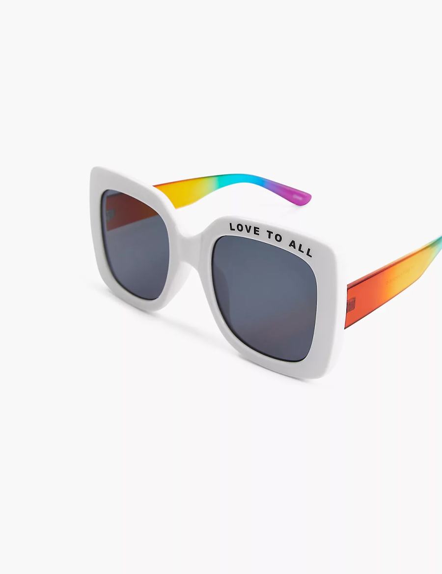 Women Lane Bryant Pride Love To All Square Sunglasses White | BCT6925FB