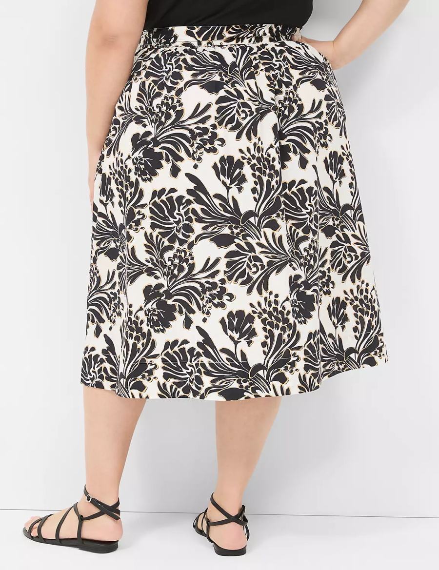 Women Lane Bryant Printed Midi Skirts Black | PJM2868JK