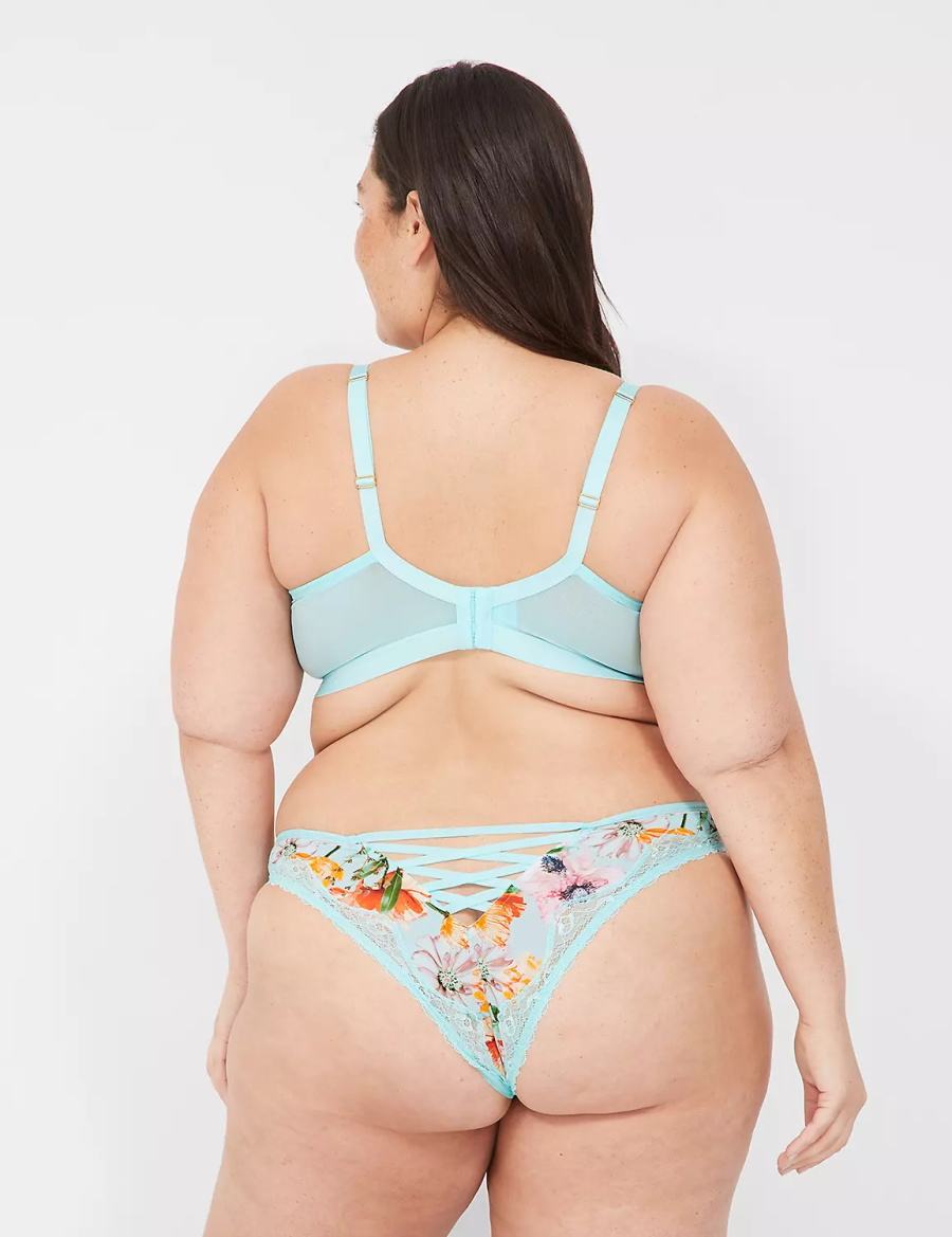 Women Lane Bryant Printed No-Wire Triangle Unlined Bra Turquoise | HBB243PG