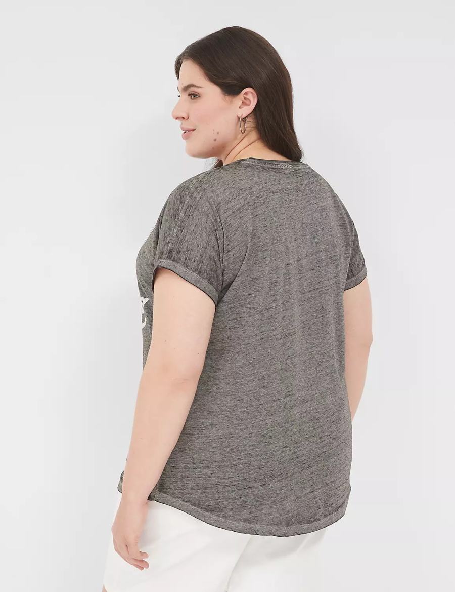 Women Lane Bryant Probably Late For Something Graphic Tee T Shirts Grey | WUM962EX