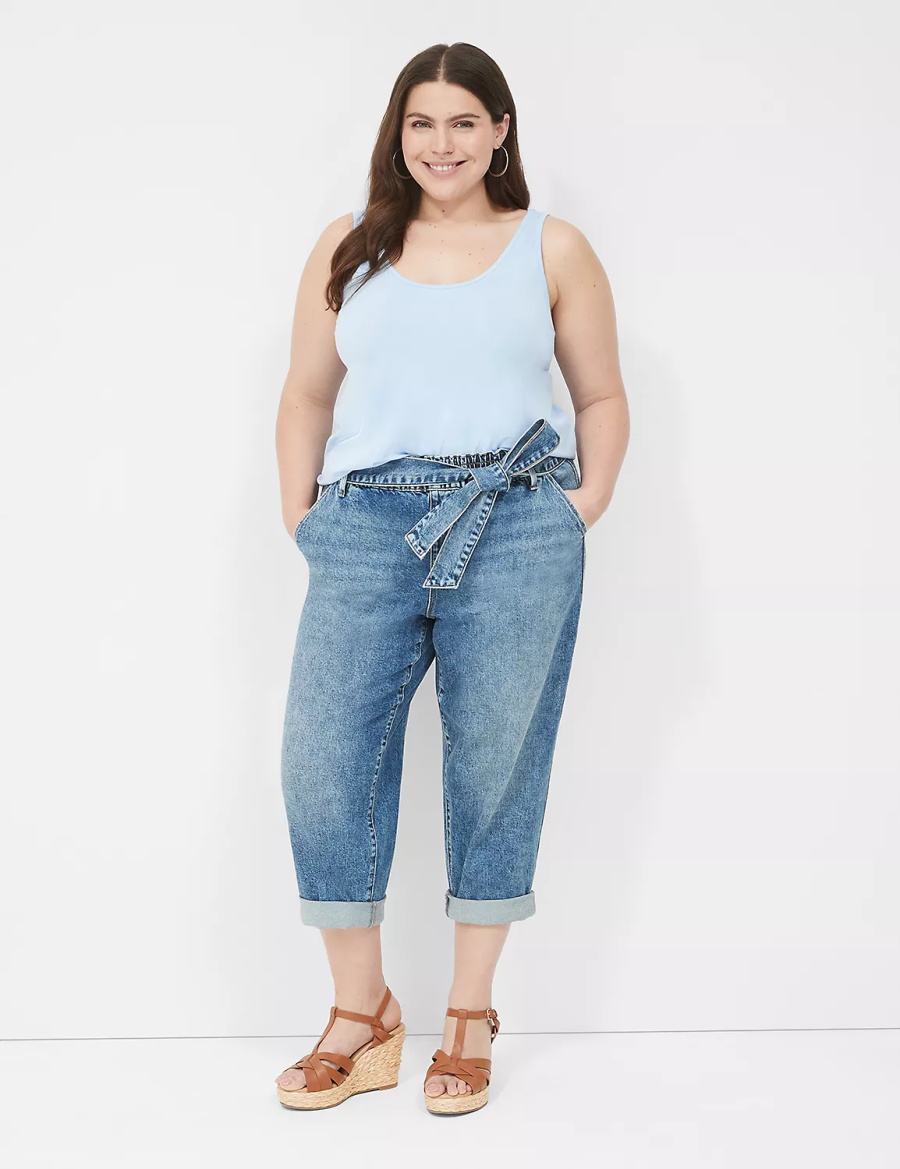 Women Lane Bryant Pull-On Fit Boyfriend Jeans Blue | PIF2032CA