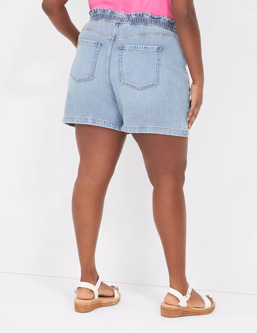 Women Lane Bryant Pull-On Fit Flirty Jean Shorts Light Blue | NIL7272XD