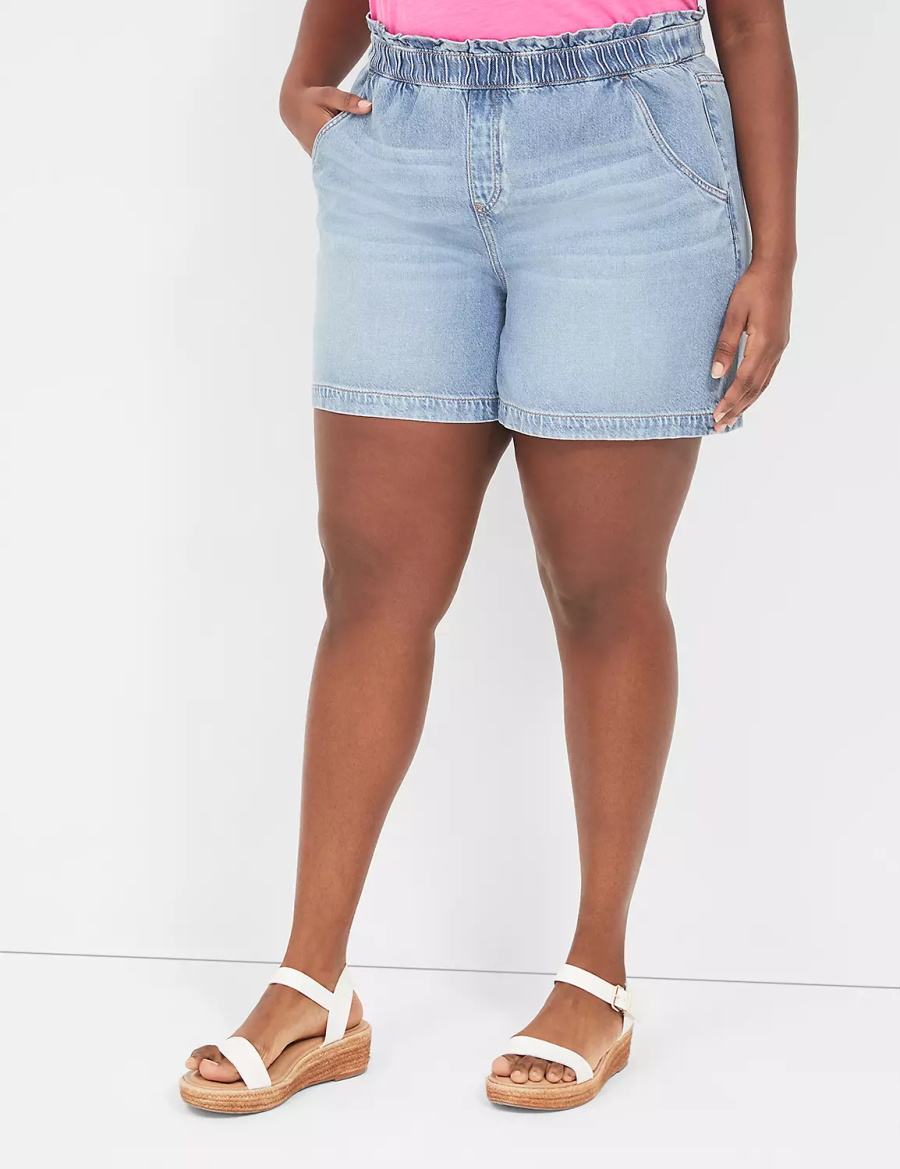 Women Lane Bryant Pull-On Fit Flirty Jean Shorts Light Blue | NIL7272XD