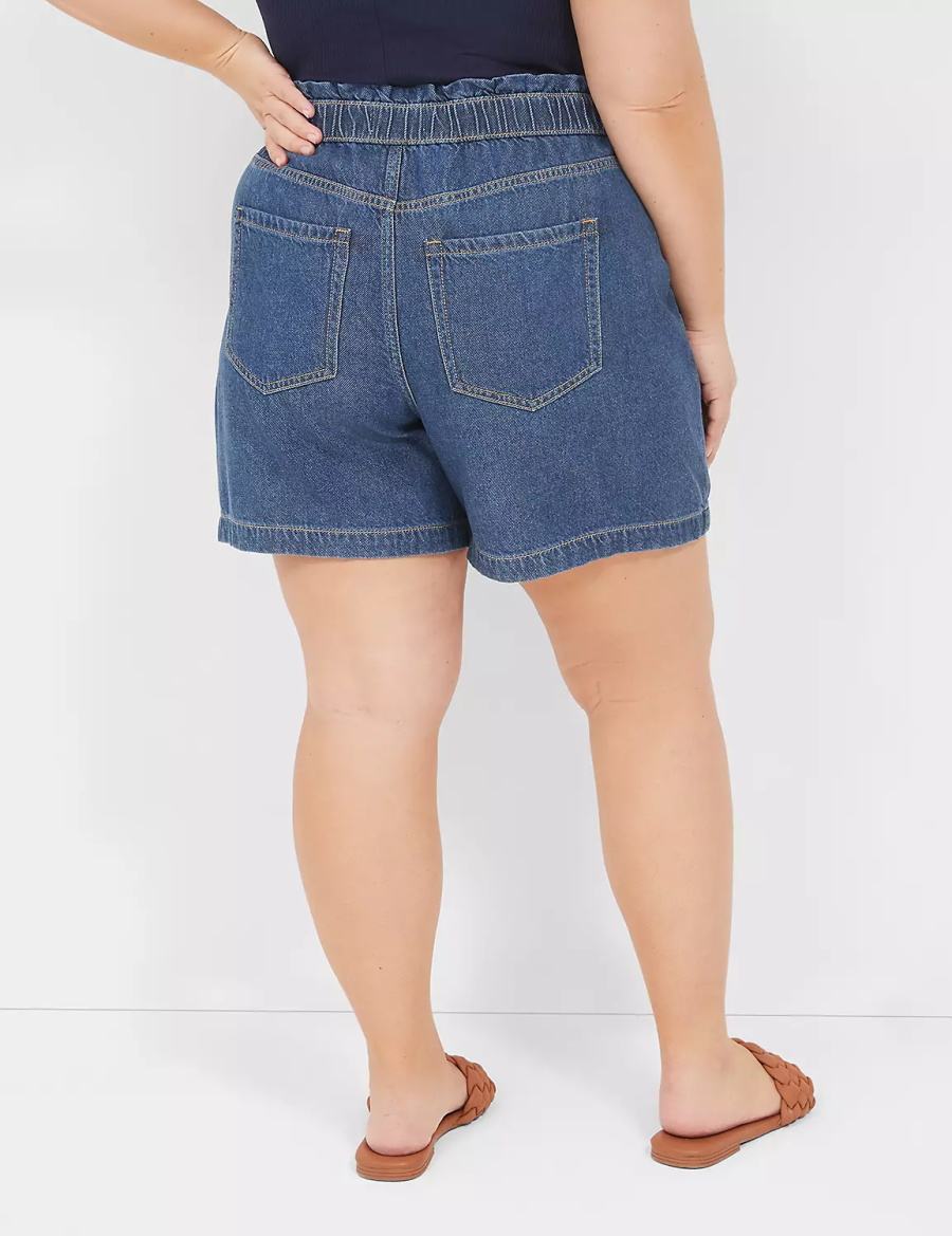 Women Lane Bryant Pull-On Fit Flirty Jean Shorts Blue | FYC1513LR