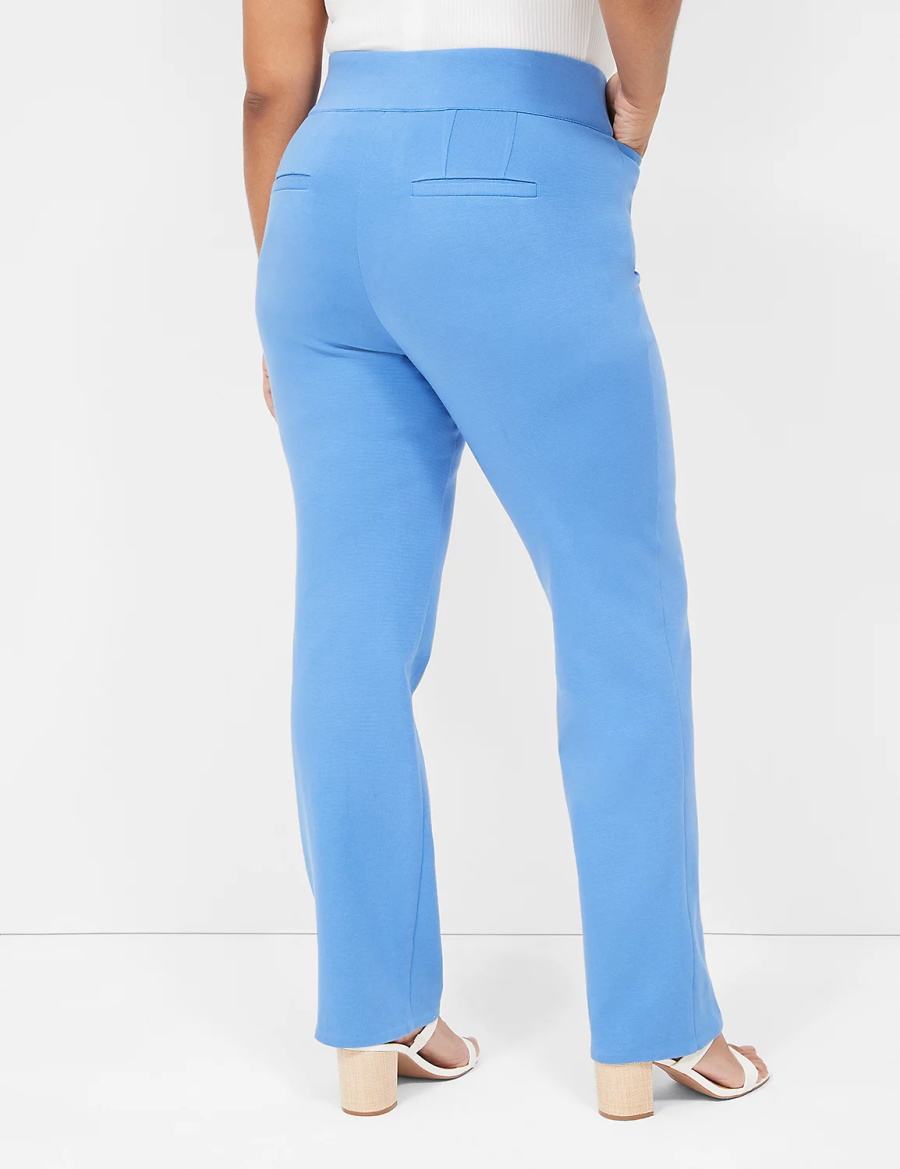 Women Lane Bryant Pull-On Ottoman Ponte Straight Leg Pants Blue | QUF2336QW