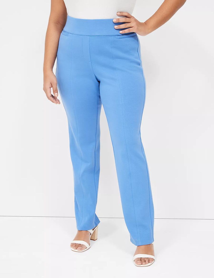 Women Lane Bryant Pull-On Ottoman Ponte Straight Leg Pants Blue | QUF2336QW