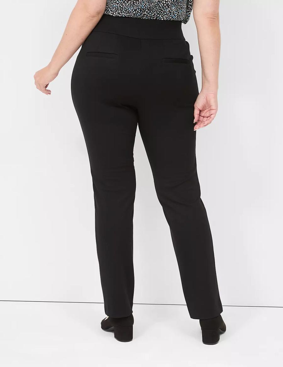 Women Lane Bryant Pull-On Ponte Straight Pants Black | XYJ121RF