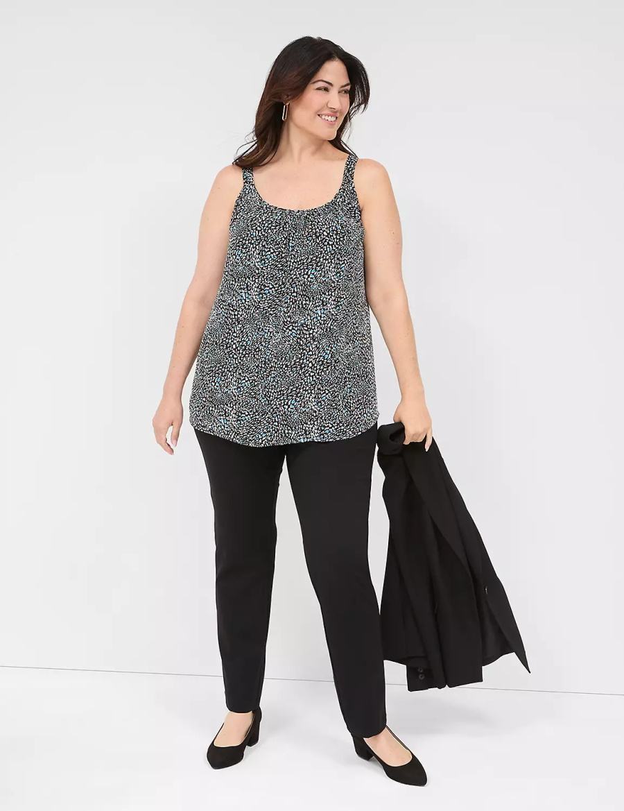 Women Lane Bryant Pull-On Ponte Straight Pants Black | XYJ121RF