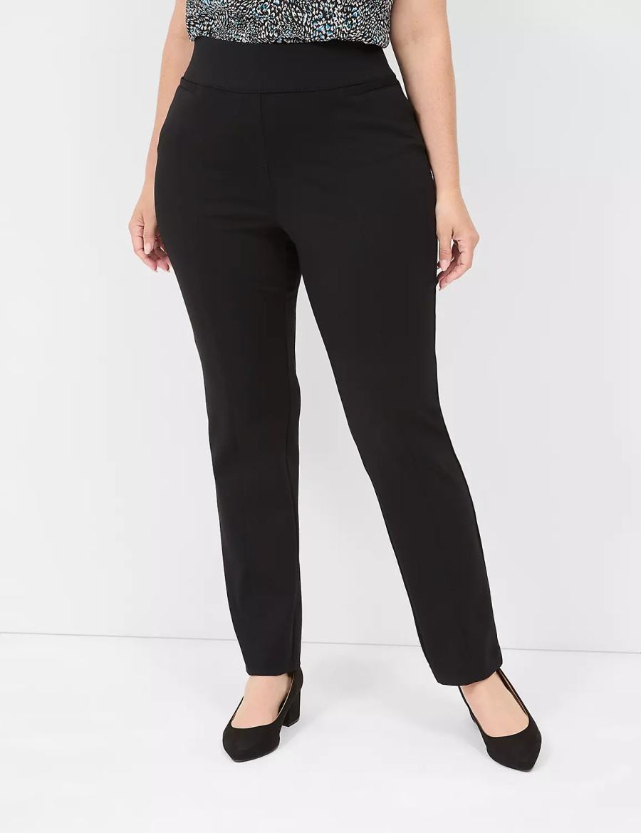 Women Lane Bryant Pull-On Ponte Straight Pants Black | XYJ121RF