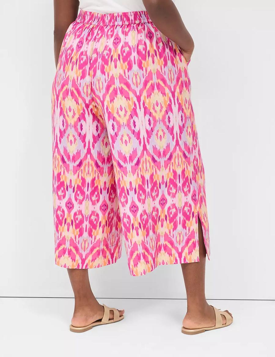 Women Lane Bryant Pull-On Side-Slit Crop Pants Pink | DZO5100OC