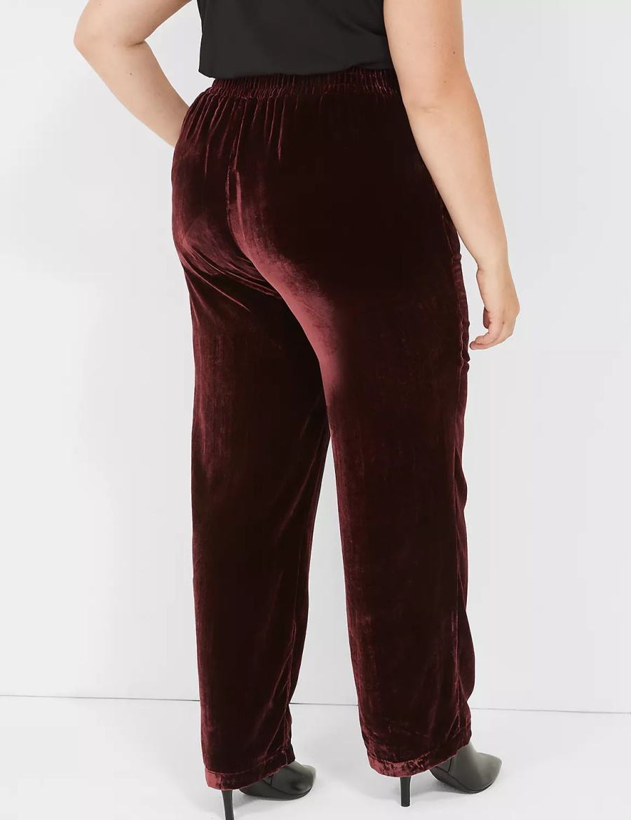 Women Lane Bryant Pull-On Velvet Straight Leg Pants Burgundy | ABO9330RV