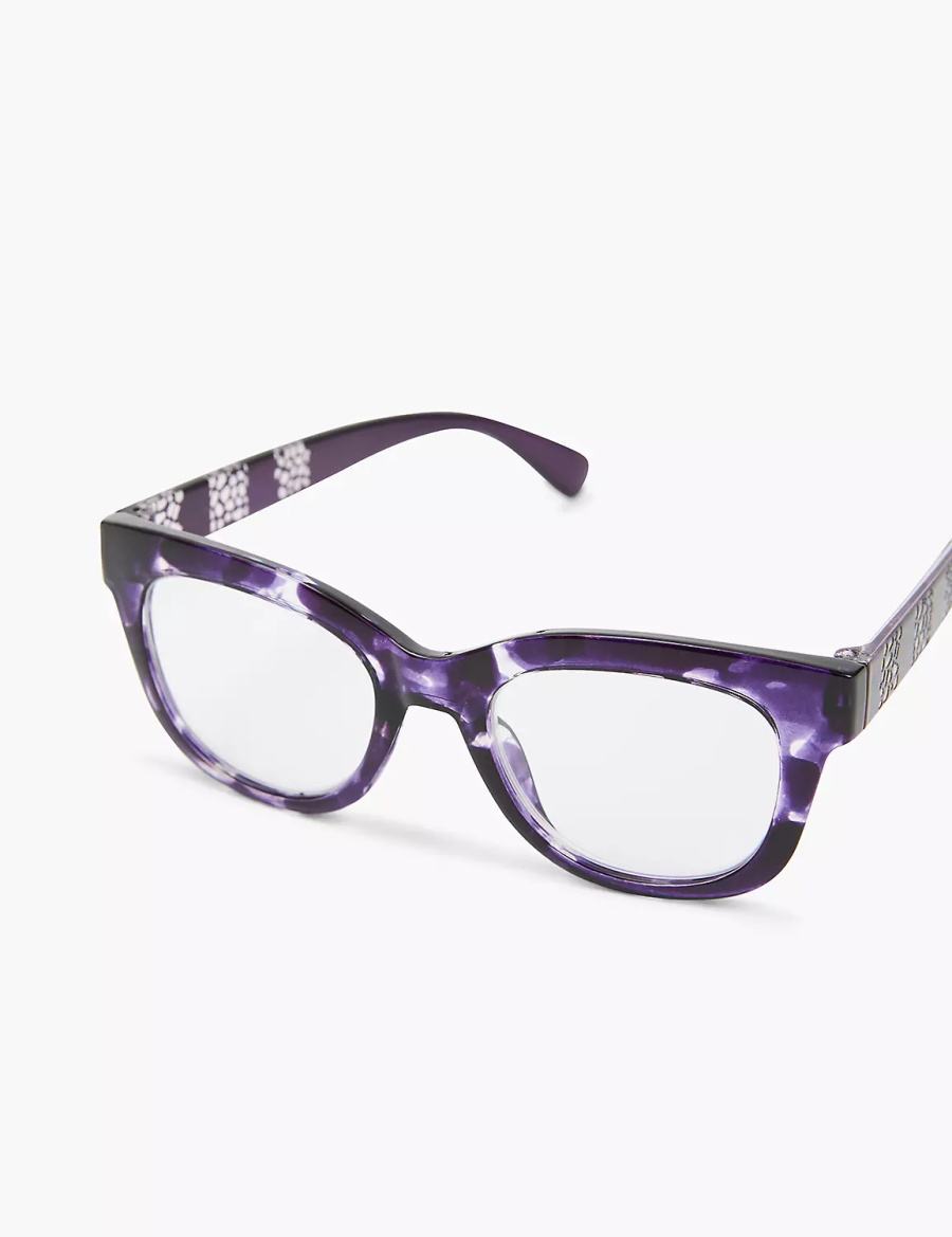 Women Lane Bryant Purple Animal Print Cateye Reading Glasses Purple | ZWW8964MG