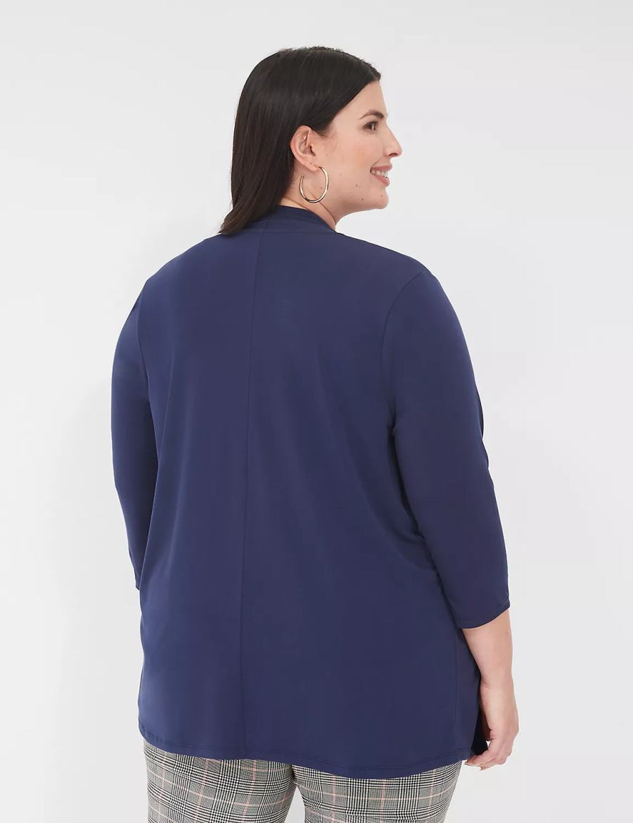 Women Lane Bryant Relaxed 3/4-Sleeve Overpiece Robe Blue | AYR4291DP