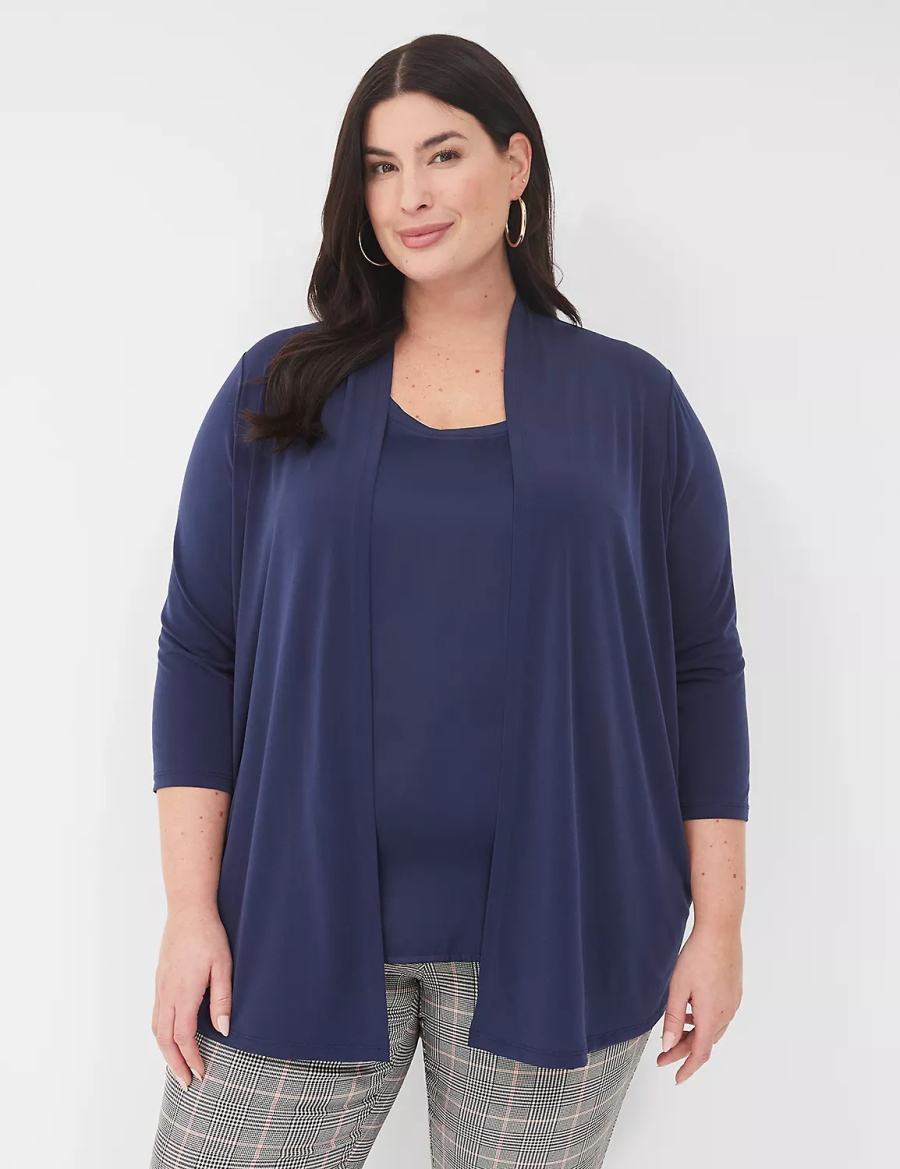 Women Lane Bryant Relaxed 3/4-Sleeve Overpiece Robe Blue | AYR4291DP