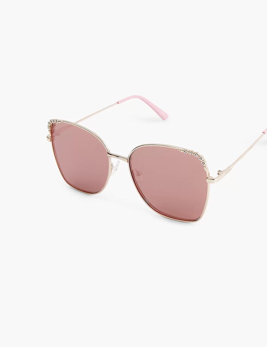 Women Lane Bryant Rose Goldtone & Bling Butterfly Aviator Sunglasses Rose Gold | KEQ1398SX