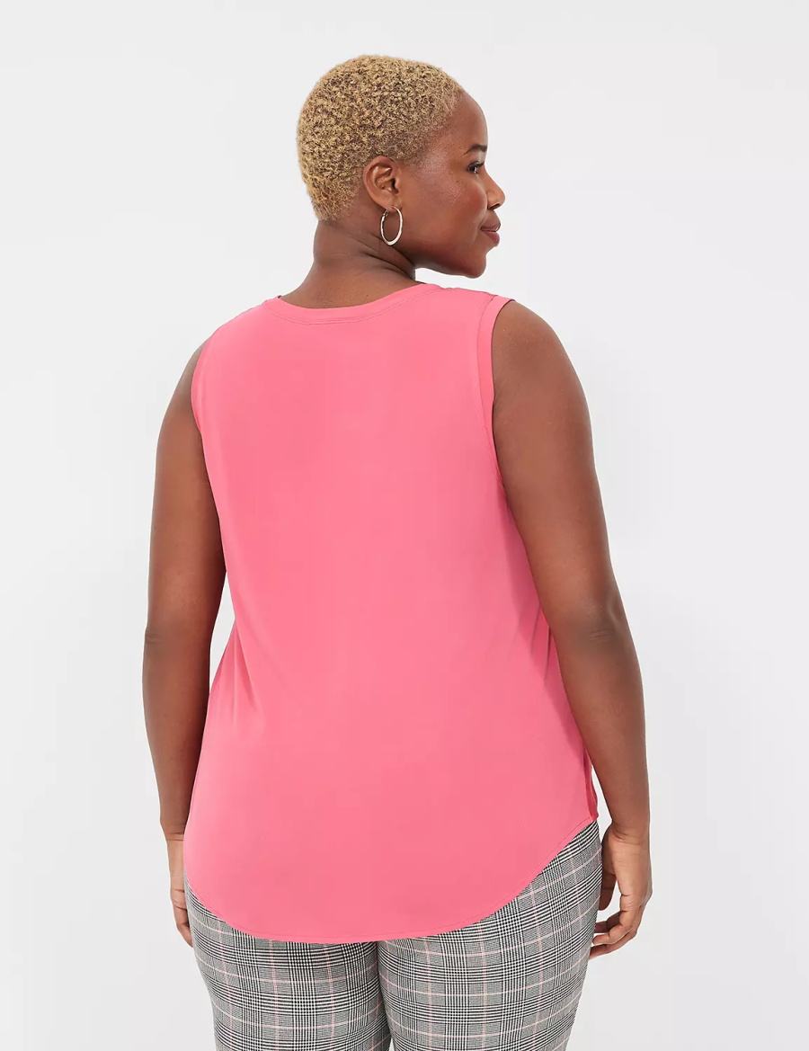 Women Lane Bryant Satin & Matte Jersey Tank Top Pink | VLO17100HK