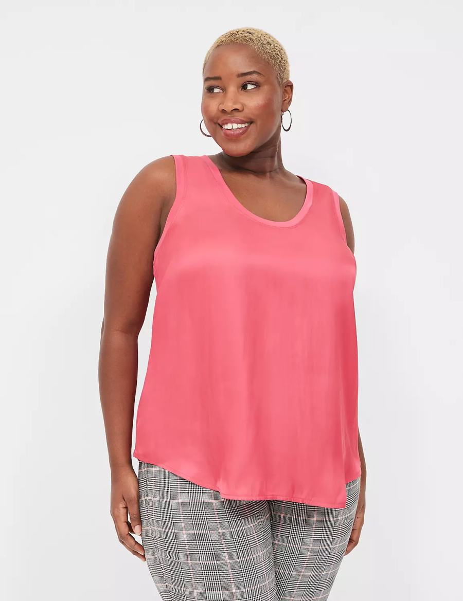 Women Lane Bryant Satin & Matte Jersey Tank Top Pink | VLO17100HK