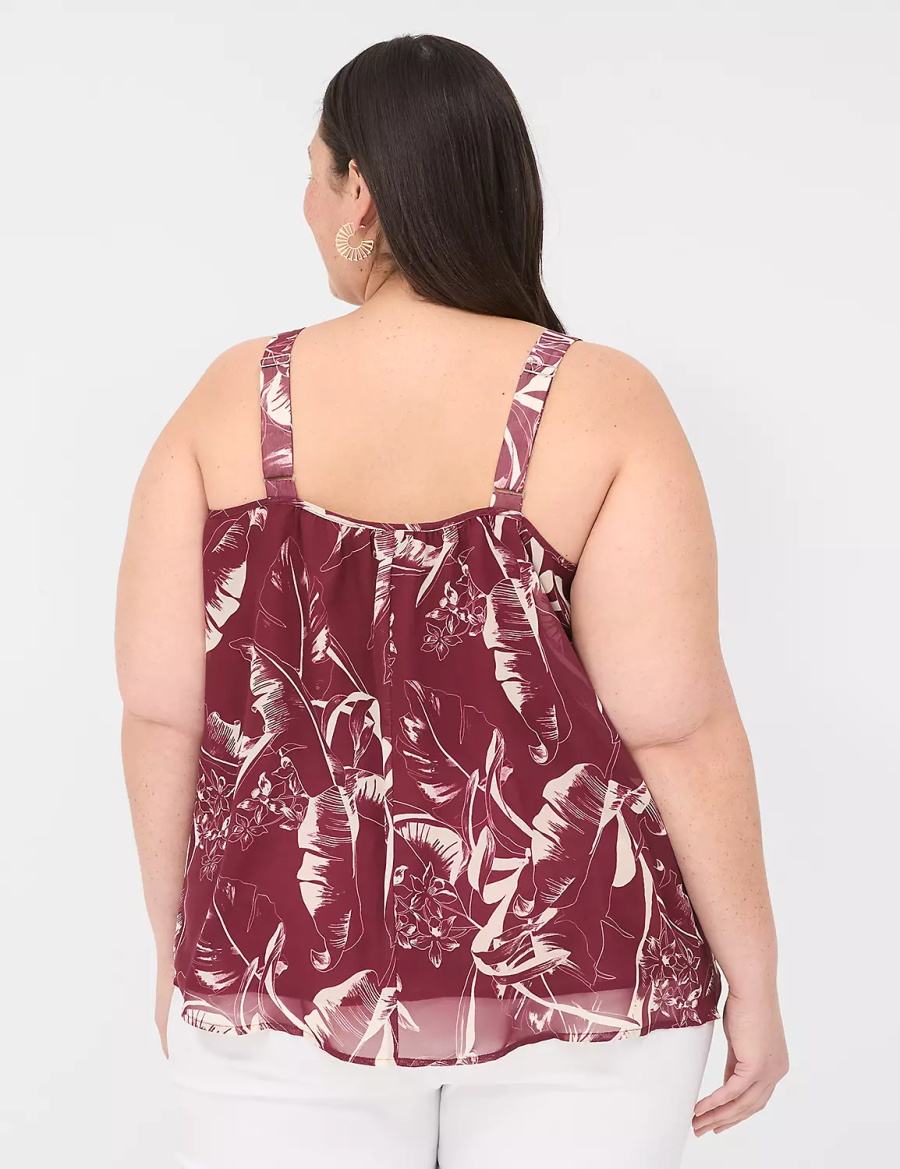 Women Lane Bryant Scoop-Neck Cami Tank Top Burgundy | XWB7529LP