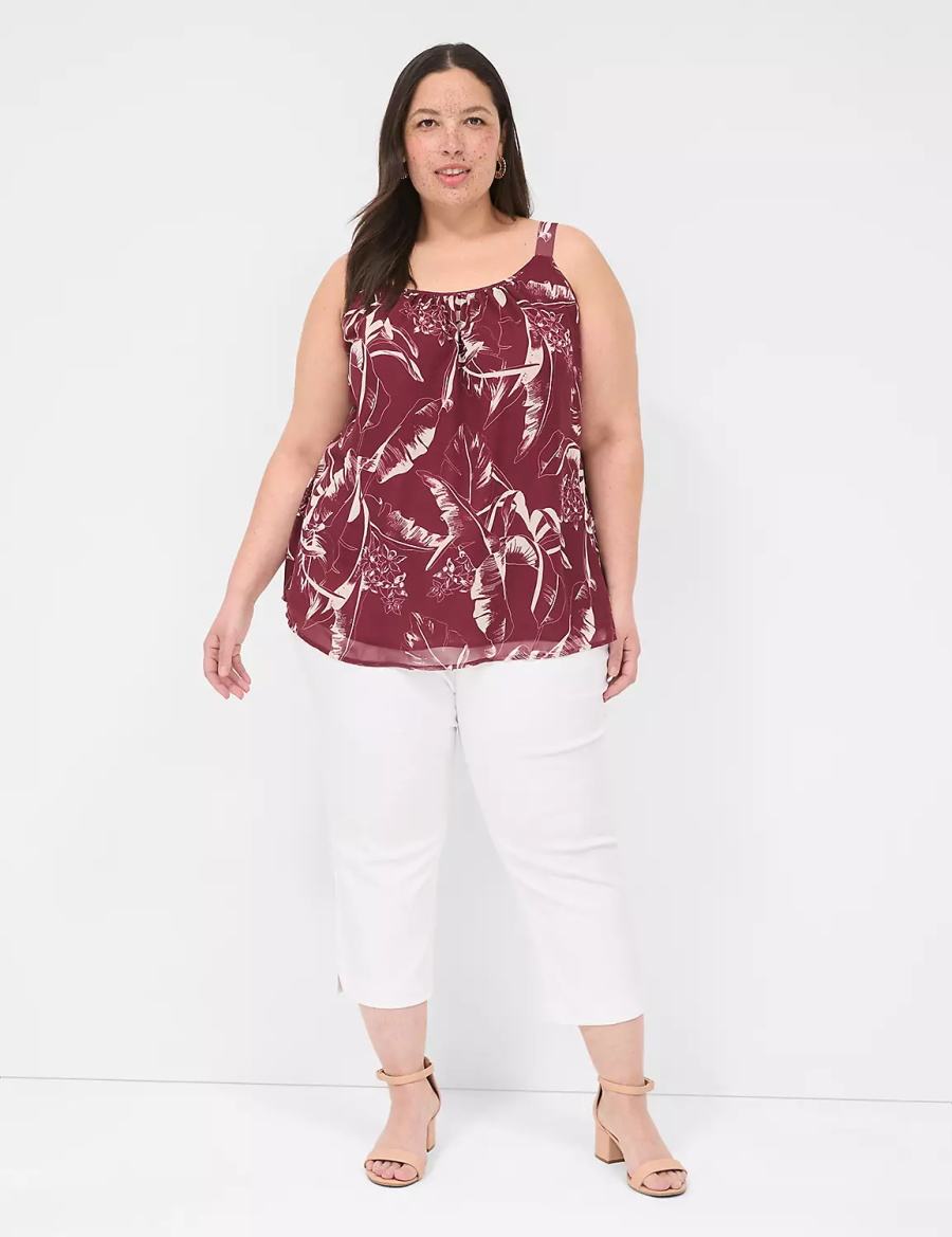 Women Lane Bryant Scoop-Neck Cami Tank Top Burgundy | XWB7529LP