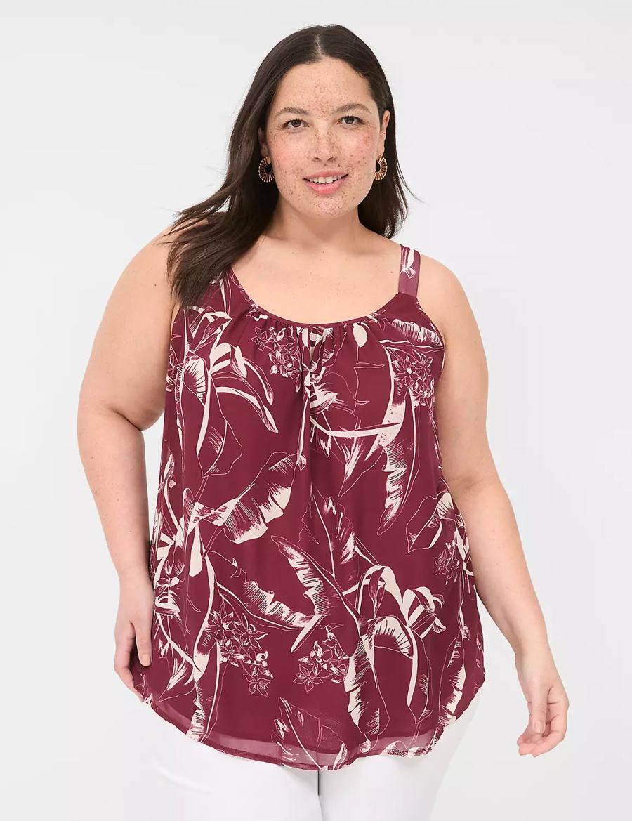 Women Lane Bryant Scoop-Neck Cami Tank Top Burgundy | XWB7529LP