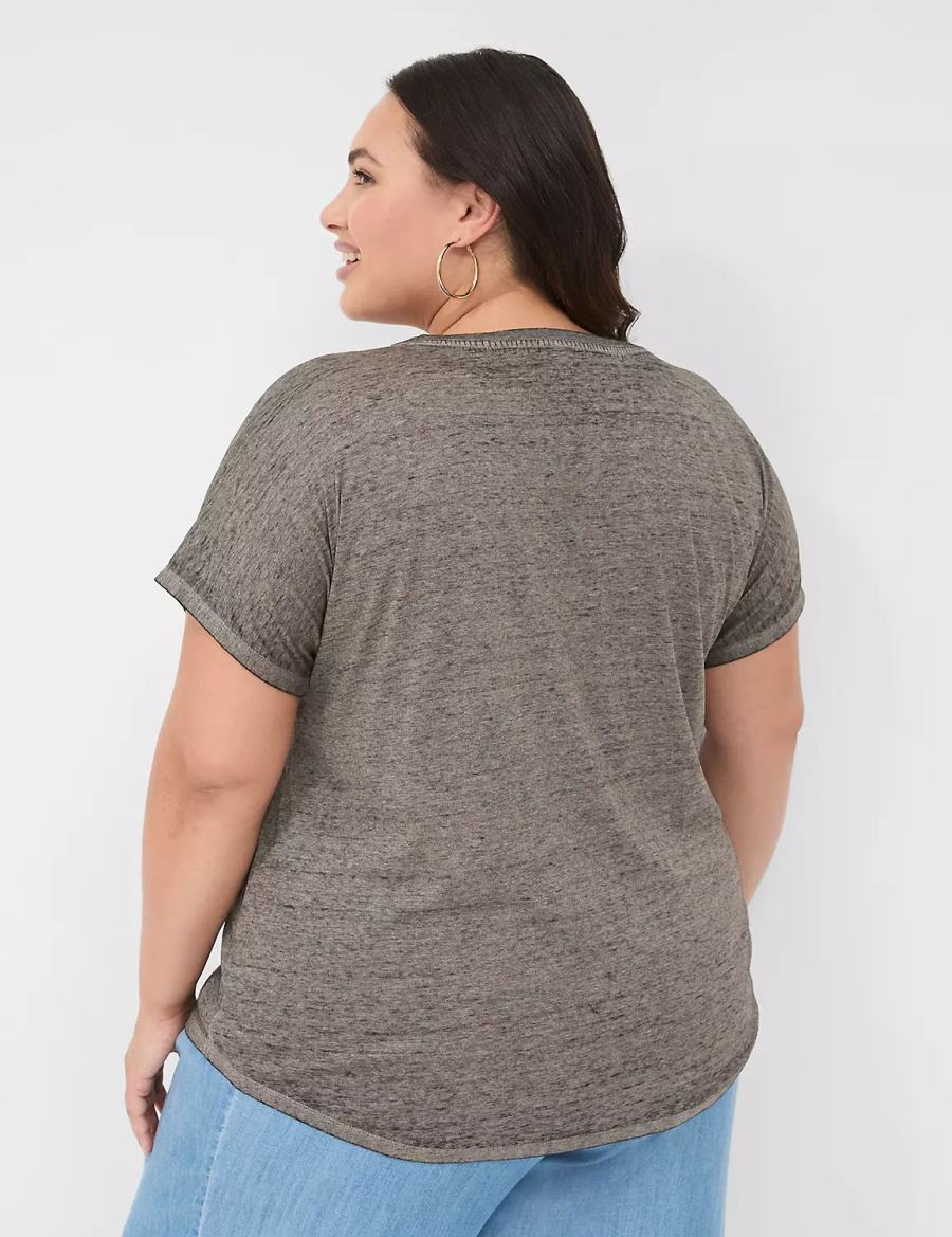 Women Lane Bryant Scoop-Neck Mickey Graphic Tee T Shirts Grey | NJZ258AR