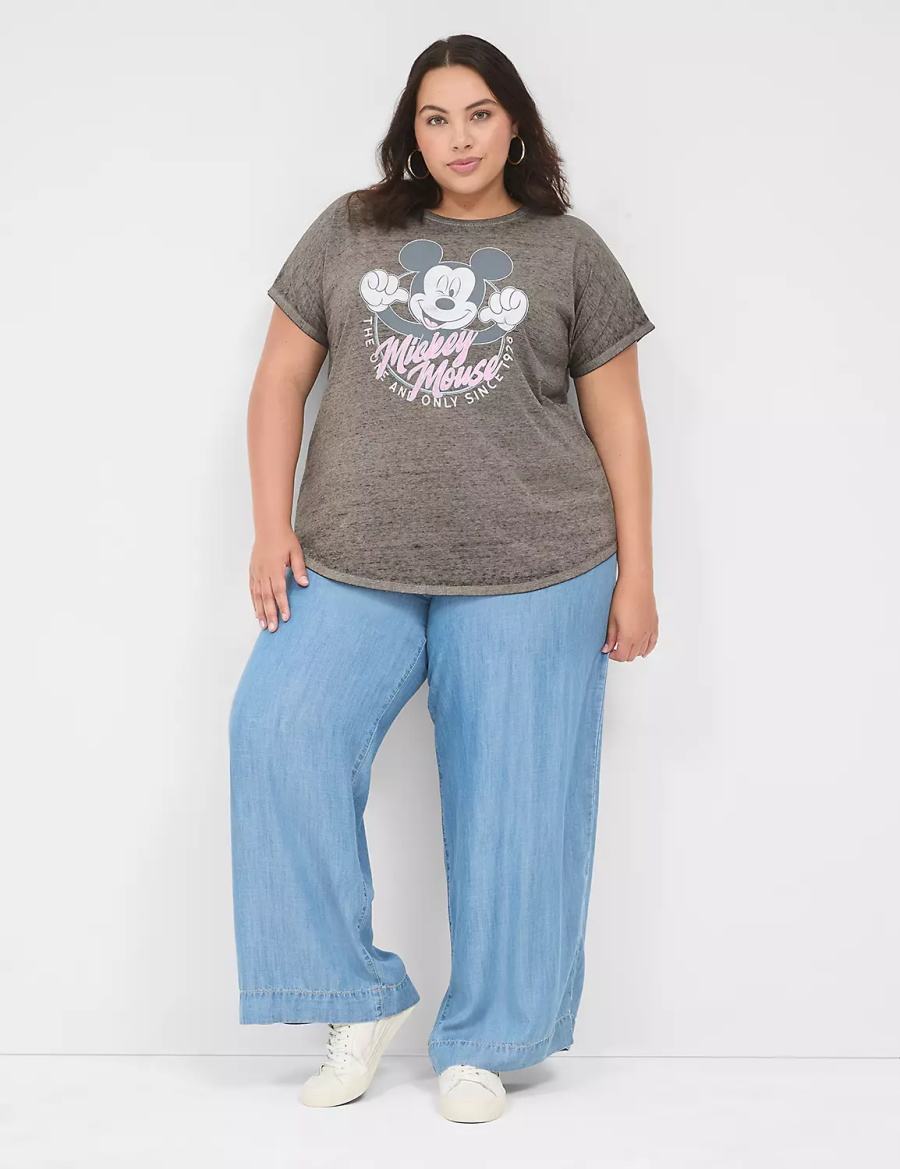 Women Lane Bryant Scoop-Neck Mickey Graphic Tee T Shirts Grey | NJZ258AR