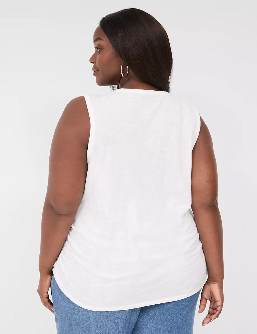 Women Lane Bryant Scoop-Neck Side-Ruched Tank Top White | FUY1216DS