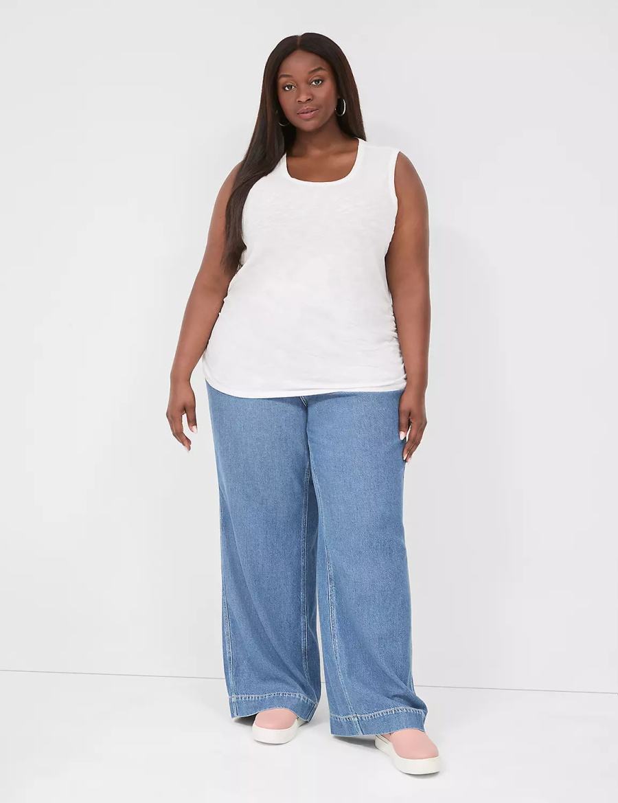 Women Lane Bryant Scoop-Neck Side-Ruched Tank Top White | FUY1216DS