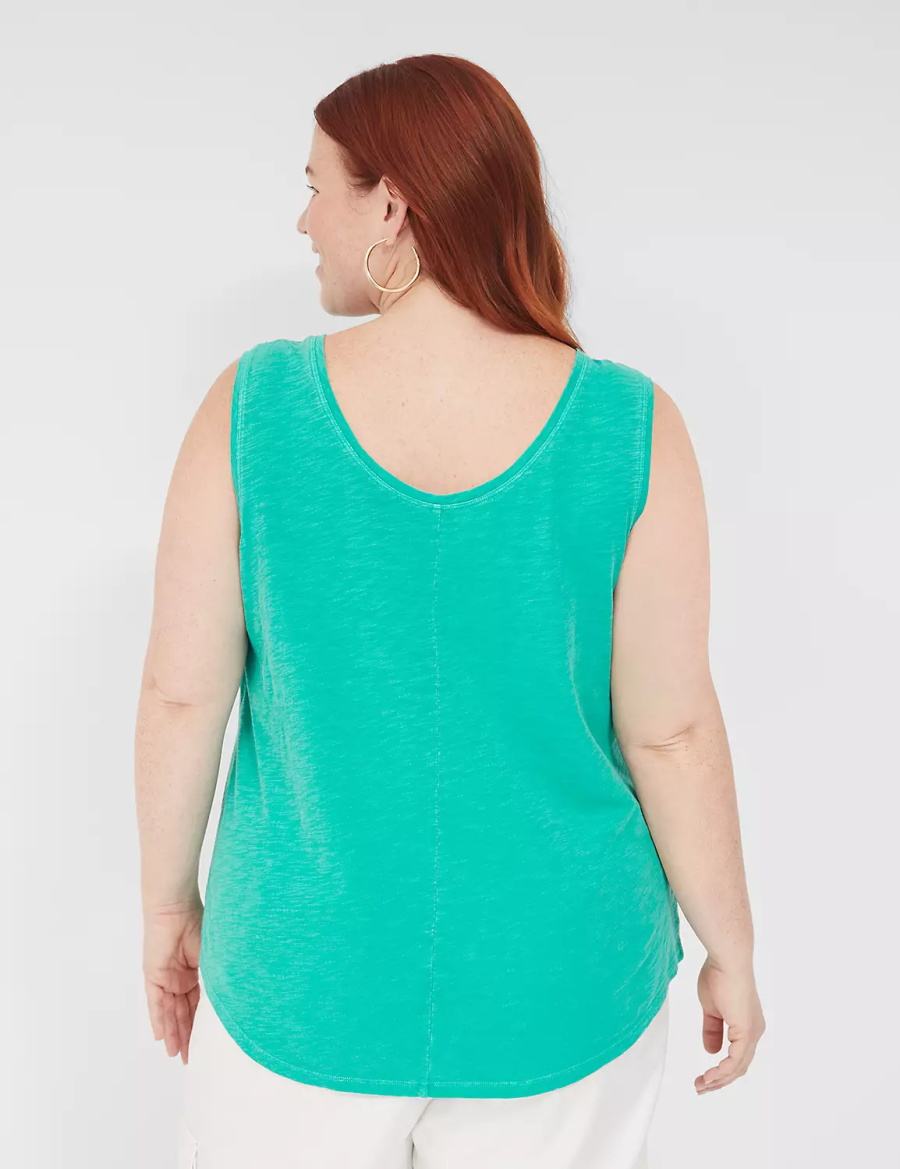 Women Lane Bryant Scoop-Neck Tank Top Turquoise | FZI7058OL