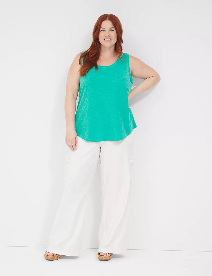 Women Lane Bryant Scoop-Neck Tank Top Turquoise | FZI7058OL